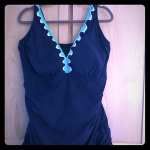 Flattering ruffled swim dress